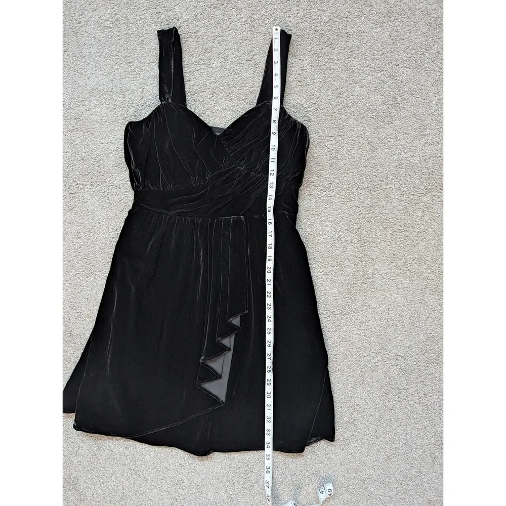 Express Velvet Cocktail Dress Women 10 Black Surplice V-Neck Ruffle Mini Party